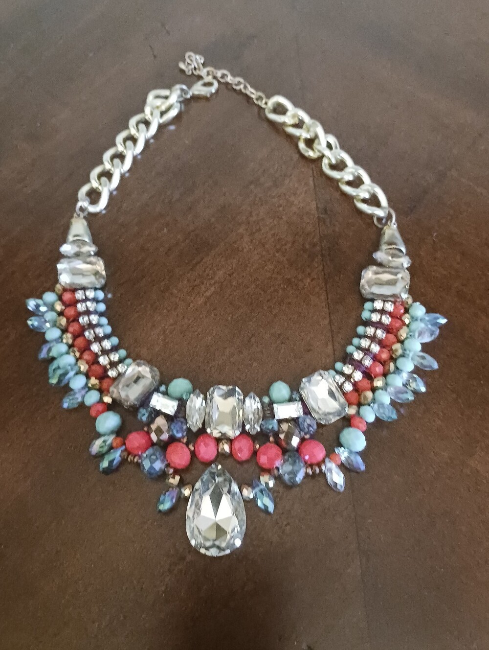 Multicolor Crystal and Bead Statement Necklace